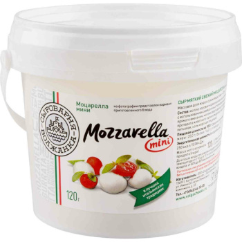 Сыр Моцарелла мини 120г ведерко Сыроварня Волжанка