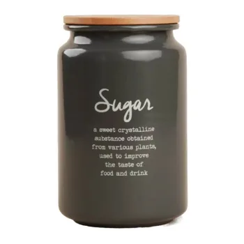 Банка для сахара Sugar Каса Перфекто, с бамбуковой крышкой, серая, 9,5×14 см, 0,9л