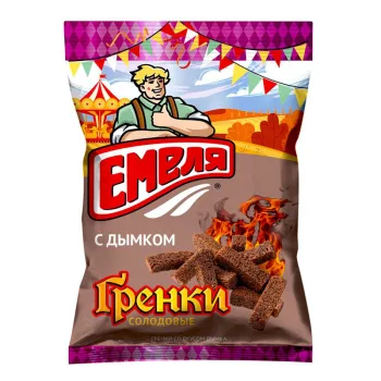 Гренки ржано-пшеничные солодовые Емеля со вкусом дымка, 60г