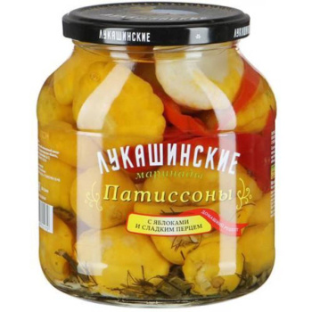 Патисоны Лукашинские маринованные с яблоком и сладким перцем, 670г  