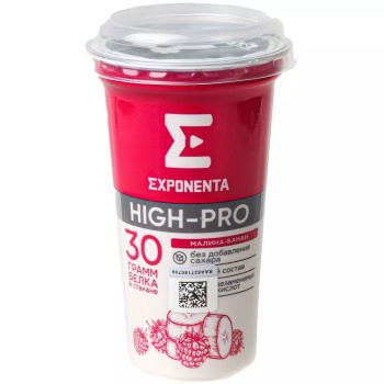 Напиток кисломолочный Exponenta High-Pro малина-банан, 250г