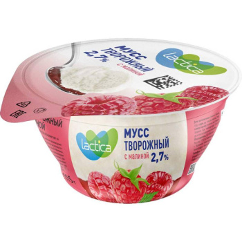Мусс творожный с малиной Lactica 2,7% БЗМЖ, 115г