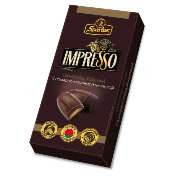 Шоколад темный Impresso, с помадно молочной начинкой, 141г