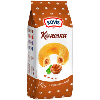 Пирожные бисквитные Kovis Колечки с кремом вареная сгущенка, 240г
