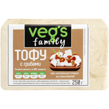 Продукт соевый Тофу с грибами VEG`S Femily, 250г
