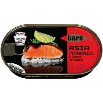 Горбуша натуральная в соусе терияки, Барс, 175г