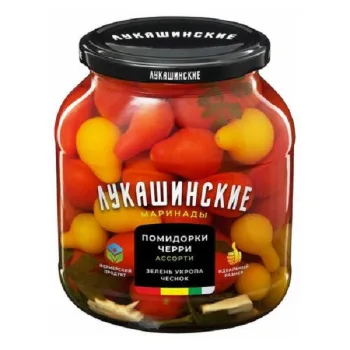 Помидорчики черри ассорти Лукашинские маринованные, 670г