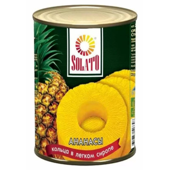 Ананасы Salato кольца в легком сиропе, 580мл