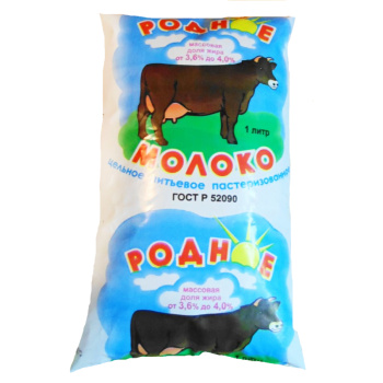 Молоко пастеризованное Родное 3,6-4% БЗМЖ 1л