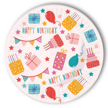 Бумажные тарелки С днем рождения, 6 штук, 18 см