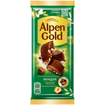 Шоколад молочный Alpen Gold с фундуком, 80г