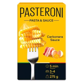 Макароны Джирандоле №124 с соусом карбонара, Pasteroni, 275г  