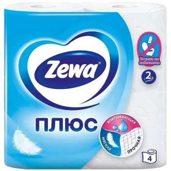 Туалетная бумага Zewa Плюс 2сл 4шт Белая