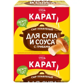 Сыр плавленный Карат с грибами для супа, 90г