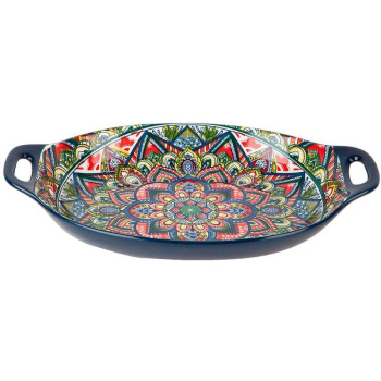 Блюдо с ручками Arabesque, фарфор, синее, 31x20x5см