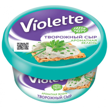 Сыр творожный Виолетта с зеленью Карат 70%, 140г