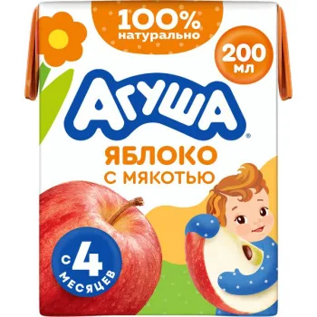 Сок Агуша яблоко с мякотью, 200мл
