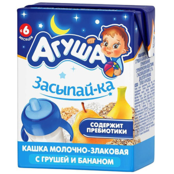 Каша Агуша засыпайка молочно-злаковая с грушей и бананом 2,7% БЗМЖ, 200мл