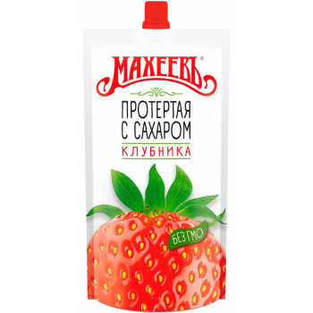 Клубника Махеевъ протертая с сахаром, 300г