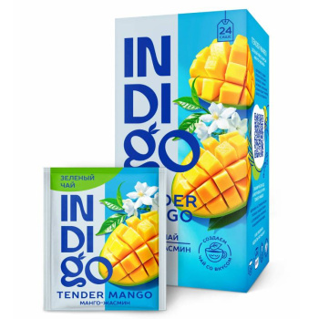 Чай зелёный с добавками Indigo Tender Mango Манго-Жасмин, 24 пакетика