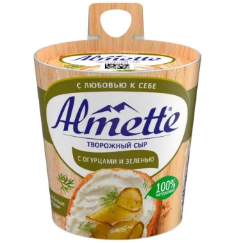 Сыр творожный Almette с огурцами и зеленью 60% БЗМЖ, 150г