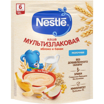Каша молочная злаковая яблоко банан 200г дой-пак Нестле
