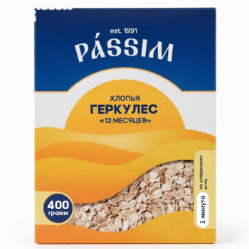 Хлопья Пассим овсяные, быстрые, 400г