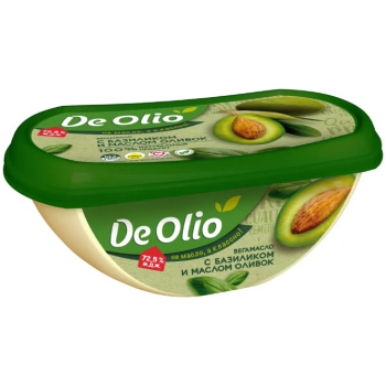 Крем на растительных маслах De olio 72,5% базилик и оливкое масло 220г