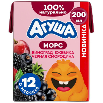 Морс Агуша Виноград-Ежевика-Чёрная смородина с 12 мес, 200мл