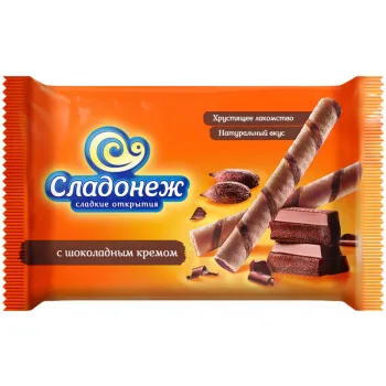 Вафельные трубочки Сладонеж с шоколадным кремом, 175г