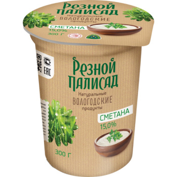 Сметана Резной Палисад 15% БЗМЖ, 300г