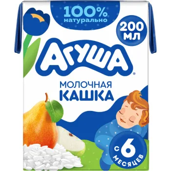 Каша Агуша молочная засыпайка рис, яблоко, груша 2,7% БЗМЖ, 200мл