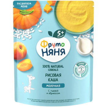 Каша ФрутоНяня Молочная Рис Тыква Абрикос быстрорастворимая 200 г
