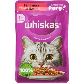 Влажный корм Whiskas для кошек рагу с с телятиной и языком, 75г