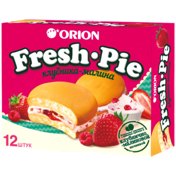 Пирожное бисквитное Orion Fresh Pie Клубника-малина, 300г