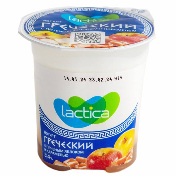 Йогурт двухслойный греческий с печёным яблоком и карамелью 3,4% БЗМЖ, 120г 