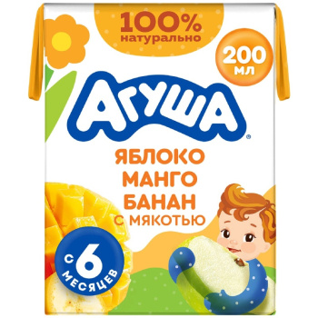 Сок Агуша 200мл яблоко-манго-банан Укрепляйка