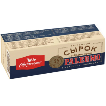 Сырок творожный Свитлогорье 23% 55г Палермо в молочном шоколаде БЗМЖ