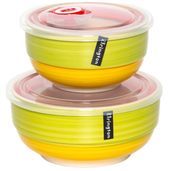 Набор салатников с крышками Elrington «Аэрограф. Зелёный луг» (450мл, 800мл)