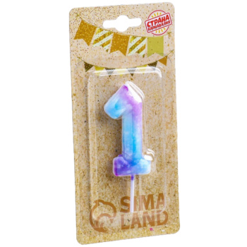 Свеча в торт на шпажке Галактика цифра 1, 5,5см 