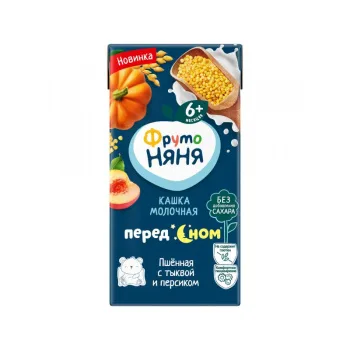 Каша ФрутоНяня жидкая молочная пшенная, тыква, персик БЗМЖ, 200мл