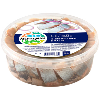 Сельдь филе-кусок в масле Меридиан, 480г