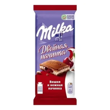 Шоколад Милка молочный с вишневой начинкой, 80г 