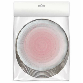 Набор бумажных тарелок Керамика розовая, 6 шт, d 180 мм