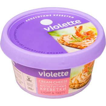 Сыр творожный Карат Виолетта с креветками 70% БЗМЖ, 140г 