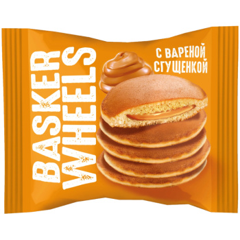 Пирожное Basker Wheels Pancake бисквитное с варёной сгущёнкой, 36г