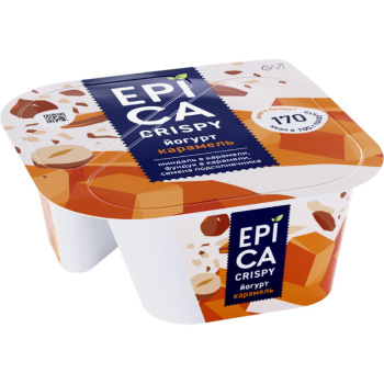 Йогурт Epica Crispy с карамелью, семенами подсолнечника и орехами 10,2%, 140г