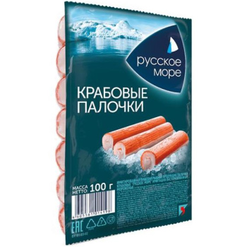 Крабовые палочки имитация салатные охлажденные Русское море, 100г