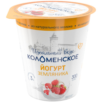 Йогурт Коломенский земляника 3% 300г стакан