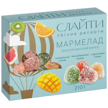 Мармелад Слайти Тропический микс без доб.сахара 210г Волжские кондитеры